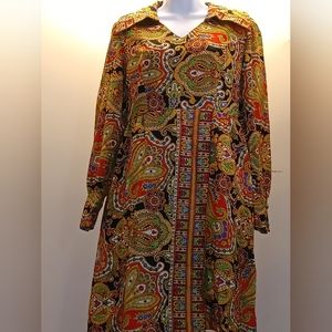 Vintage 70s Brenner Colorful Dress